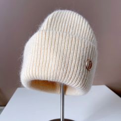 Women Simple Style Letter Metal Eaveless Wool Cap