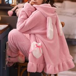 3 Set Cute Bunny Design Hooded Pajamas