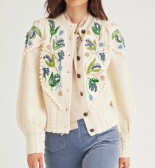 Hand Embroidered Knitwear Vintage Cardigan Sweater