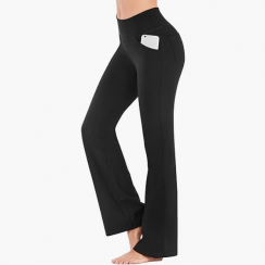 1 Pair Wide Leg High Waist Workout Yoga Pants With 4 Pockets